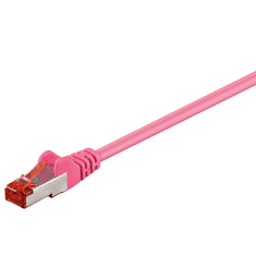 Goobay S/FTP CAT6 Patch kábel 1m - Magenta (93434)