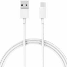 Xiaomi USB töltő- és adatkábel, USB Type-C, 100 cm, 3000 mA, gyorstöltés, Xiaomi, fehér, gyári (RS121434)