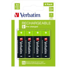 NEW Verbatim 2500 mAh 1,2 V-os újratölthető akkumulátorok (4 db)