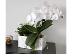 sarcia.eu Kerámia virágcserép fedő, fehér és arany márvány fedő 26,5x13,5x12,5 cm