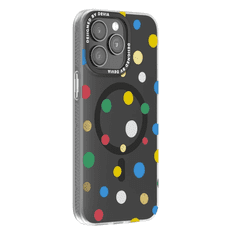 Devia Polka Series P5 fekete/színes pöttyös MagSafe védőtok Apple iPhone 14 Pro készülékhez (130061)
