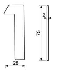 Házszám No.1 75mm rozsdamentes acél FEKETE