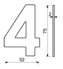 Házszám No.4 75mm rozsdamentes acél FEKETE