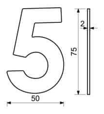 Házszám No.5 75mm rozsdamentes acél FEKETE