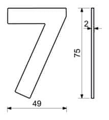 Házszám No.7 75mm rozsdamentes acél FEKETE