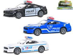 Rendőrségi autó 11 cm 1:36 fordított fém - vegyes színek (fehér, kék, fekete)