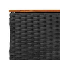 Greatstore fekete 3 személyes polyrattan kerti kanapé párnákkal