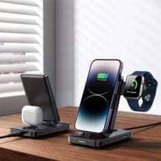 Joyroom JR-WQS02 vezeték nélküli töltő iPhone / Apple Watch / AirPods, fekete