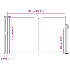 Vidaxl antracitszürke behúzható oldalsó napellenző 120 x 600 cm (4004503)