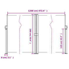 Vidaxl antracitszürke behúzható oldalsó napellenző 180 x 600 cm (4004838)