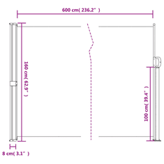 Vidaxl antracitszürke behúzható oldalsó napellenző 160 x 600 cm (4004533)