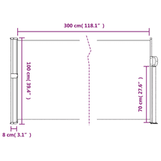 Vidaxl antracitszürke behúzható oldalsó napellenző 100 x 300 cm (4004278)