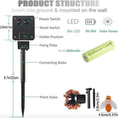 Netscroll Napenergiával működő lámpa 30 méh alakú LED fényforrással, BeeLights