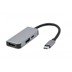 Gembird Multi Port Adapter USB Type C 3in1 USB hub ezüst (A-CM-COMBO3-02) (A-CM-COMBO3-02)