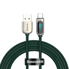 BASEUS USB-USB-C kábel kijelzővel, 66W, 2m, zöld (CASX020106) (CASX020106)