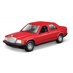 BBurago Mercedes Benz 190E 1987 autó fém modell piros (1:24) (21103)