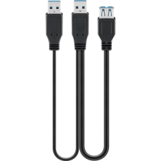 Goobay 95749 2x USB-A apa - USB-A apa / anya 3.0 Y kábel - Fekete (0.3m) (95749)