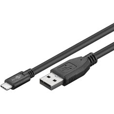 Goobay 55469 USB Type-A apa - USB Type-C apa 2.0 Adat és töltő kábel - Fekete (3m) (55469)