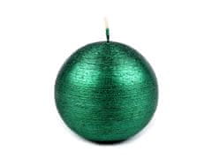 Adventi / karácsonyi gyertyagömb fémes fényű Ø8 cm - zöld pasztell színben
