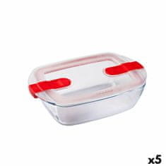 NEW Hermetična Škatla za Malico Pyrex Cook&heat 1,1 L 24 x 15,5 x 7 cm Prozorno Steklo (5 kosov)