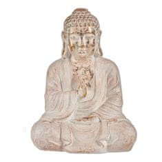 NEW Buddha Fehér/arany Poliresin dekoratív kerti figura (23,5 x 49 x 36 cm)