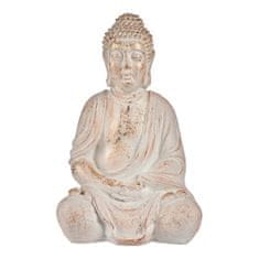 NEW Dekoratív kerti figura Buddha Fehér/arany Poliresin (24,5 x 50 x 31,8 cm)