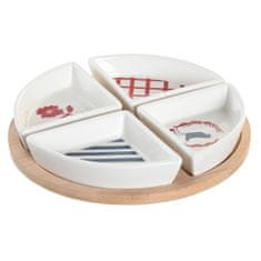 NEW Set za Aperitiv DKD Home Decor 21,5 x 21,5 x 1 cm Rdeča Modra Bela Gres Sredozemsko Hiše