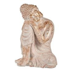 NEW Dekoratív kerti figura Buddha Fehér/arany Poliresin (35,5 x 54,5 x 42 cm)