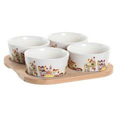 NEW Set za Aperitiv DKD Home Decor 19,7 x 19,7 x 1 cm Naraven Modra Pisana Gres Cottage Hiše