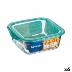 NEW Kvadratna Posoda za Malico s Pokrovom Luminarc Keep'n Lagon 10 x 5,4 cm Turkizno 380 ml Dvobarvna Steklo (6 kosov)