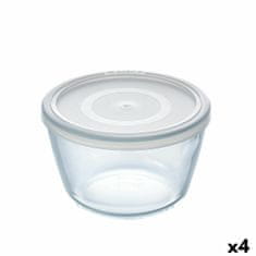 NEW Okrogla Posoda za Malico s Pokrovom Pyrex Cook & Freeze 1,1 L 15 x 15 x 10 cm Prozorno Silikon Steklo (4 kosov)