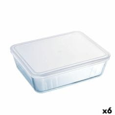 NEW Pravokotna Škatla za Malico s Pokrovom Pyrex Cook & Freeze 22,5 x 17,5 x 6,5 cm 1,5 L Prozorno Silikon Steklo (6 kosov)