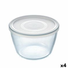 NEW Okrogla Posoda za Malico s Pokrovom Pyrex Cook & Freeze 1,6 L 17 x 17 x 12 cm Prozorno Silikon Steklo (4 kosov)