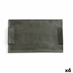 NEW Pladenj za prigrizke Quid Mineral Keramika Črna 30 x 18 cm (6 kosov)