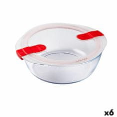 NEW Hermetična Škatla za Malico Pyrex Cook&heat 26 x 23 x 8 cm 2,3 L Rdeča Steklo (6 kosov)