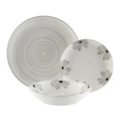 NEW Versa Flores szürke 18 darabos porcelán étkészlet