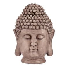 NEW Dekoratív kerti figura Buddha fej szürke Poliresin (31,5 x 50,5 x 35 cm)