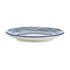 NEW Farfurie Întinsă Csíkos porcelán kék fehér 6 db (24 x 2,8 x 24 cm)