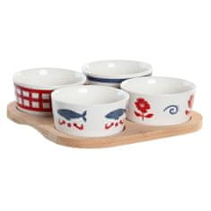 NEW Set za Aperitiv DKD Home Decor 19,7 x 19,7 x 1 cm Naraven Rdeča Modra Bela Gres Sredozemsko Hiše