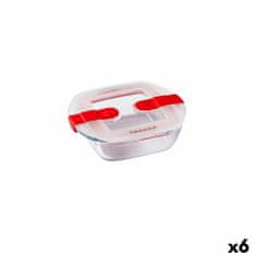 NEW Hermetična Škatla za Malico Pyrex Cook & Heat 15 x 12 x 4 cm 350 ml Prozorno Steklo (6 kosov)