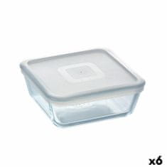 NEW Kvadratna Posoda za Malico s Pokrovom Pyrex Cook&freeze 850 ml 14 x 14 cm Prozorno Steklo Silikon (6 kosov)