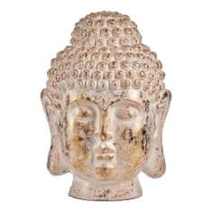 NEW Dekoratív kerti figura Buddha fej Fehér/arany Poliresin (45,5 x 68 x 48 cm)