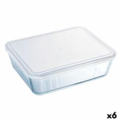 NEW Pravokotna Škatla za Malico s Pokrovom Pyrex Cook & Freeze 19 x 14 x 5 cm 800 ml Prozorno Silikon Steklo (6 kosov)