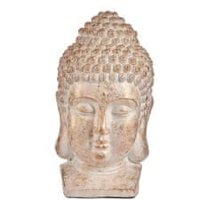 NEW Dekoratív kerti figura Buddha fej Fehér/arany Poliresin (35 x 65,5 x 38 cm)