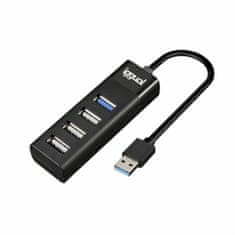 NEW USB 4-vratni hub iggual IGG317686 Črna