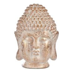 NEW Dekoratív kerti figura Buddha fej Fehér/arany Poliresin (31,5 x 50,5 x 35 cm)