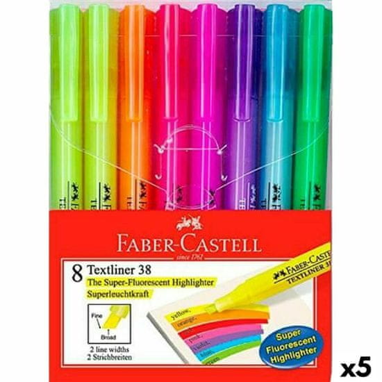 NEW Set Fluorescentnih Markerjev Faber-Castell Textliner 38 5 kosov