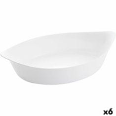 NEW Servirni krožnik Luminarc Smart Cuisine Ovalno Bela Steklo 6 kosov 38 x 22 cm