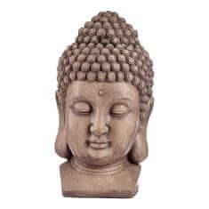 NEW Dekoratív kerti figura Buddha fej szürke Poliresin (35 x 65,5 x 38 cm)