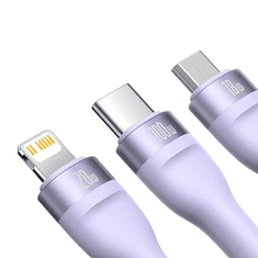 BASEUS Flash Series 2 3 az 1-ben USB-kábel USB-C micro USB Lightning 100W 1.5m ibolya (CASS030205 ) (CASS030205)